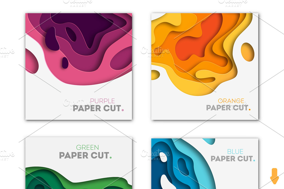 Banners paper cut, colorful set, a Flyer Template by Vitaliy Starkov (Photo 2 of 11)