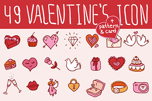 49 Valentine's doodles icon set
