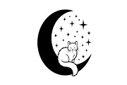 50 Cat Moon Silhouette Vector Bundle, an Illustration by jahid234 (Thumbnail 2 of 51)