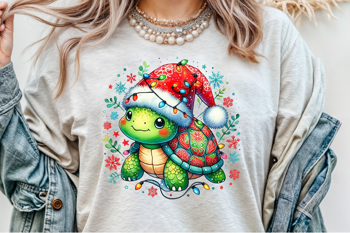 Christmas Turtle Sublimation PNG, an Illustration by Sublimation Artist (Photo 3 of 9)