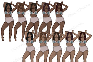 Glam Summer Girls Clipart