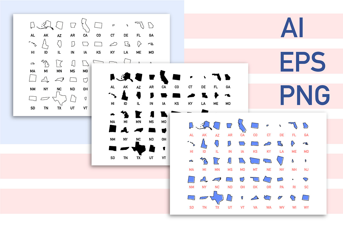 50 States & USA Map for Infographics, an Object Graphic by Minkina (Photo 3 of 4)