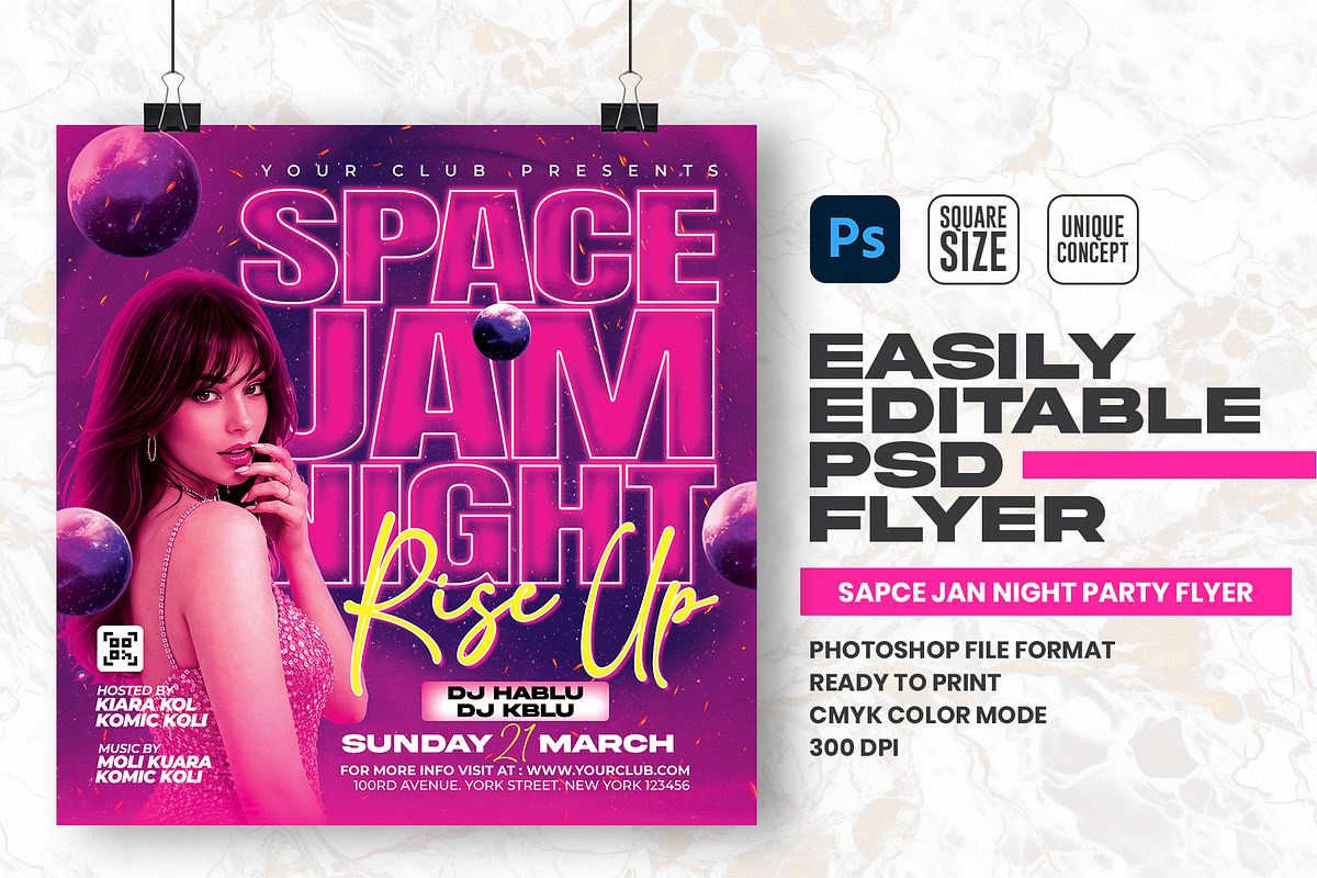 Space Jam Night Design Template, a Flyer Template by Shajib Shikder (Photo 1 of 2)