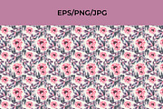 Pink Floral Seamless Patterns Set, a Seasonal Illustration by InkyQueenArt (Thumbnail 2 of 7)