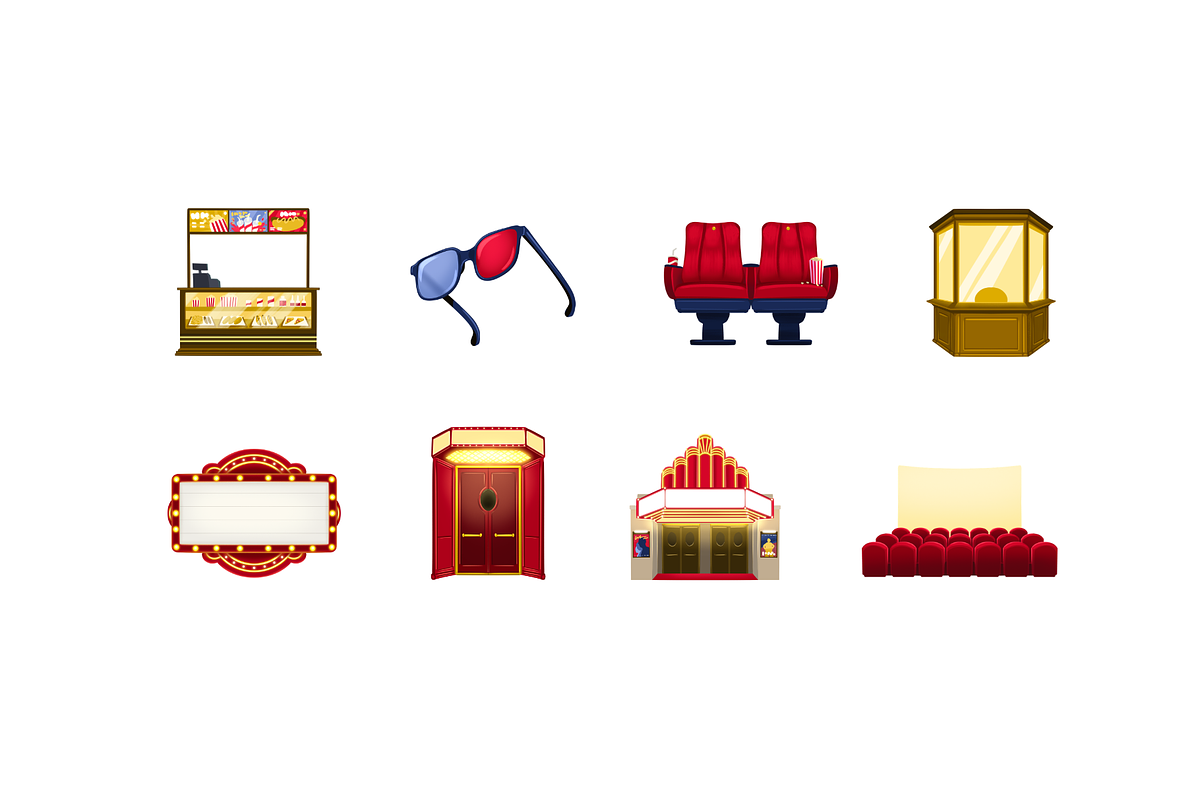 Movie Theater Elements, an Object Illustration by Deemak Daksina (Photo 1 of 3)