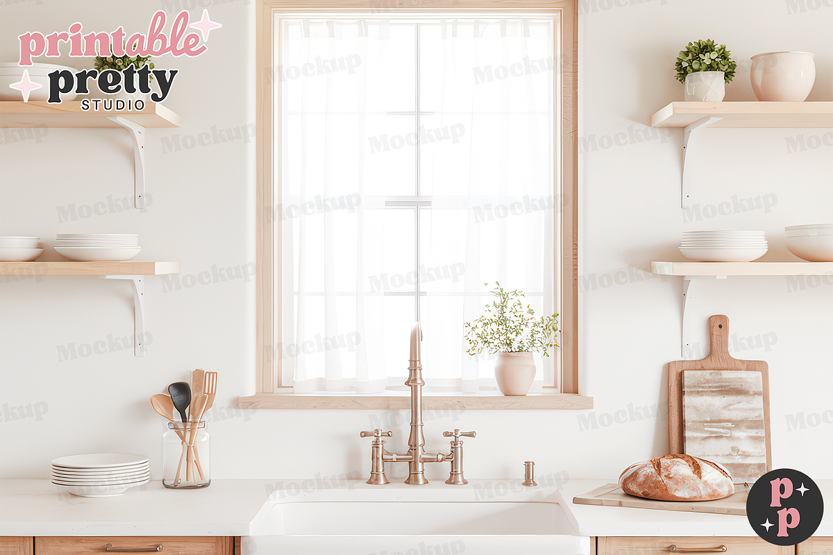 Kitchen PSD Wallpaper Mockup, a Product Mockup by Printable Pretty Studio (Photo 4 of 6)