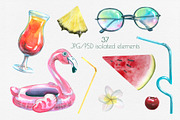 Tropical Bar Watercolor Clipart, an Illustration by NATASHA CHU (Thumbnail 2 of 6)