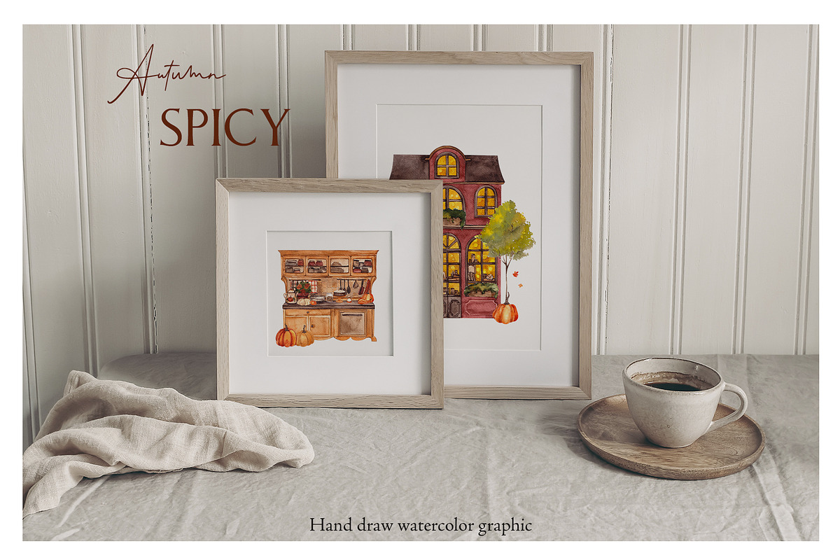 Autumn Spicy.Hand draw watercolor, an Object Graphic by ma_i_vi (Photo 6 of 10)