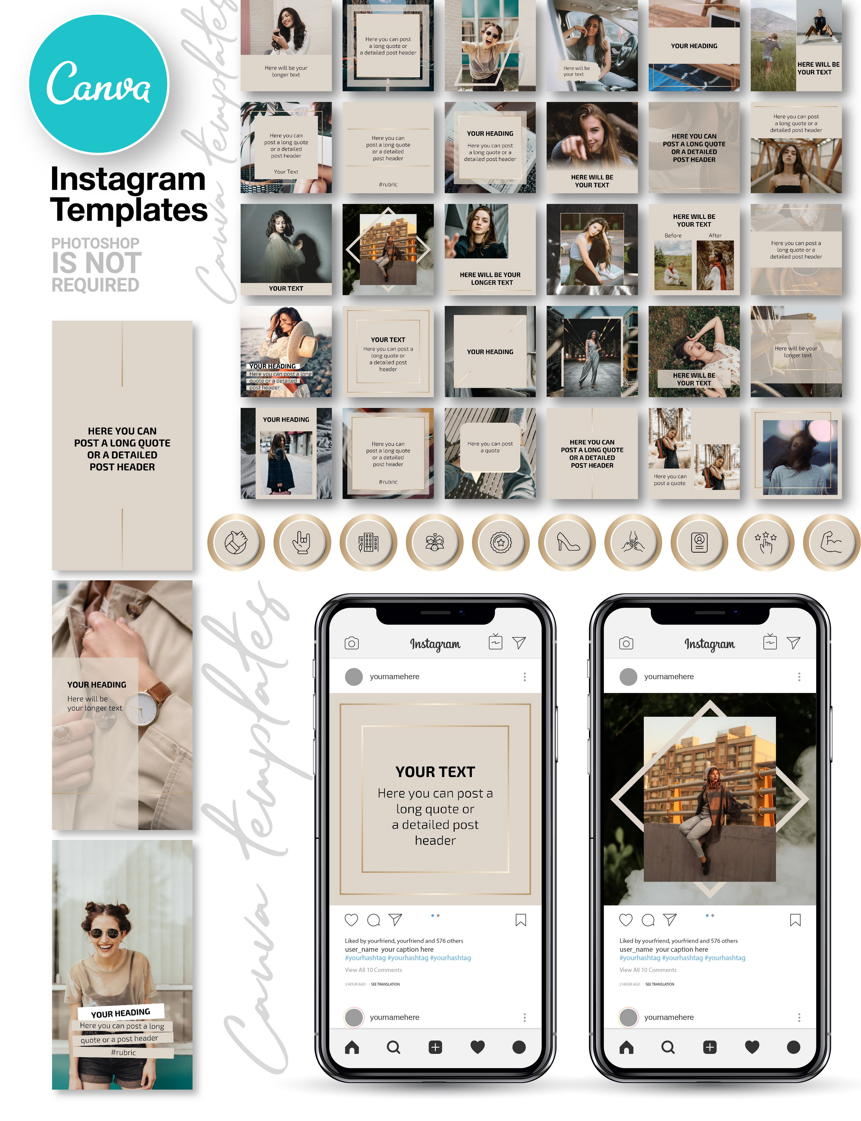 Beige CANVA Instagram Templates | Social Media Templates ~ Creative Market