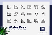 Water Park Outline Icons, an Outline Icon by Zeer Graphic (Thumbnail 1 of 2)