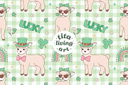 Lucky Lambs Seamless Pattern, a Seasonal Illustration by TitaLivingArt (Thumbnail 1 of 13)