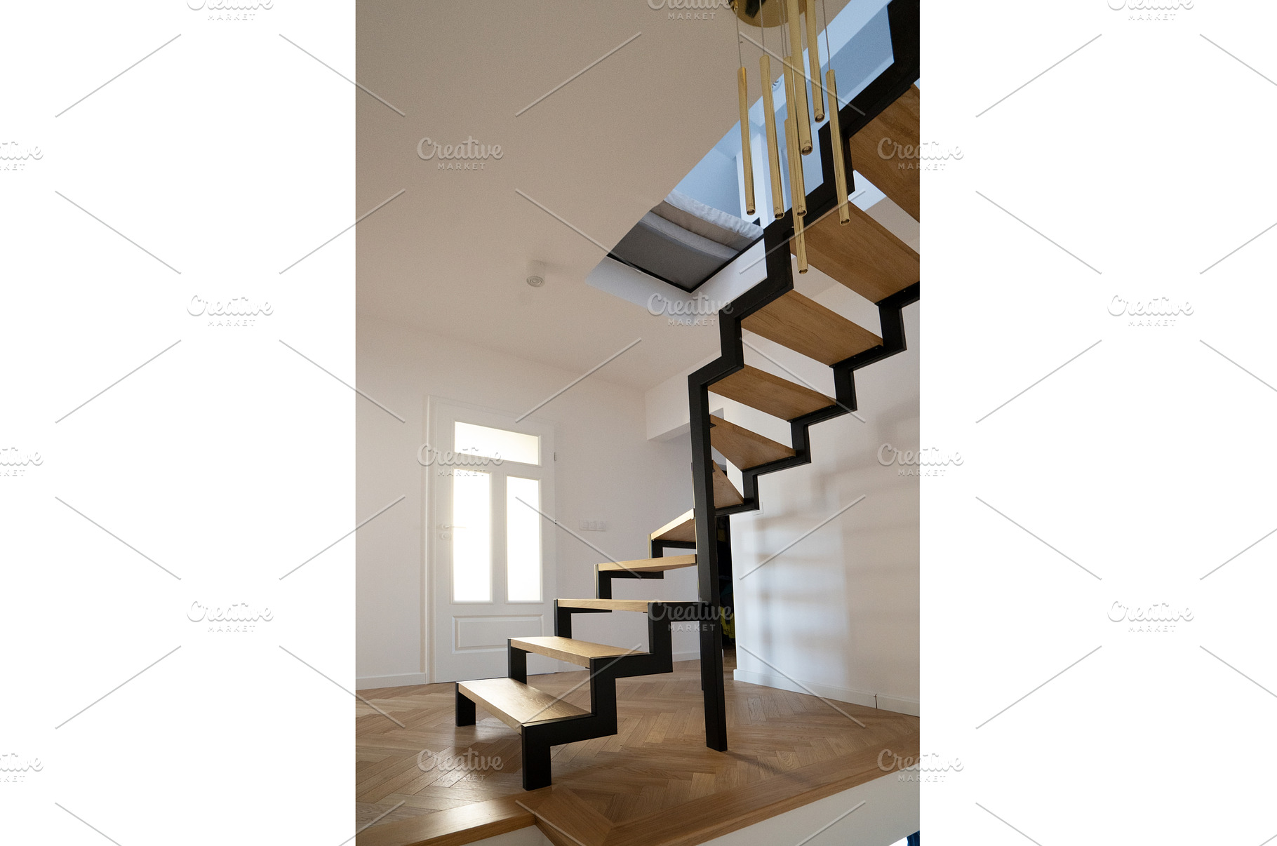Metal staircase in modern home, an Architecture Photo by Neirfy