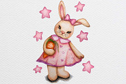 Watercolor drawn cute baby rabbit, an Animal Illustration by Fresh art by Larysa (Thumbnail 3 of 4)