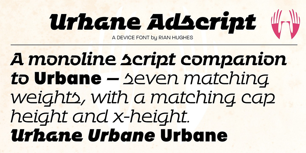 Urbane Adscript, a Script Font by Device (Photo 2 of 7)