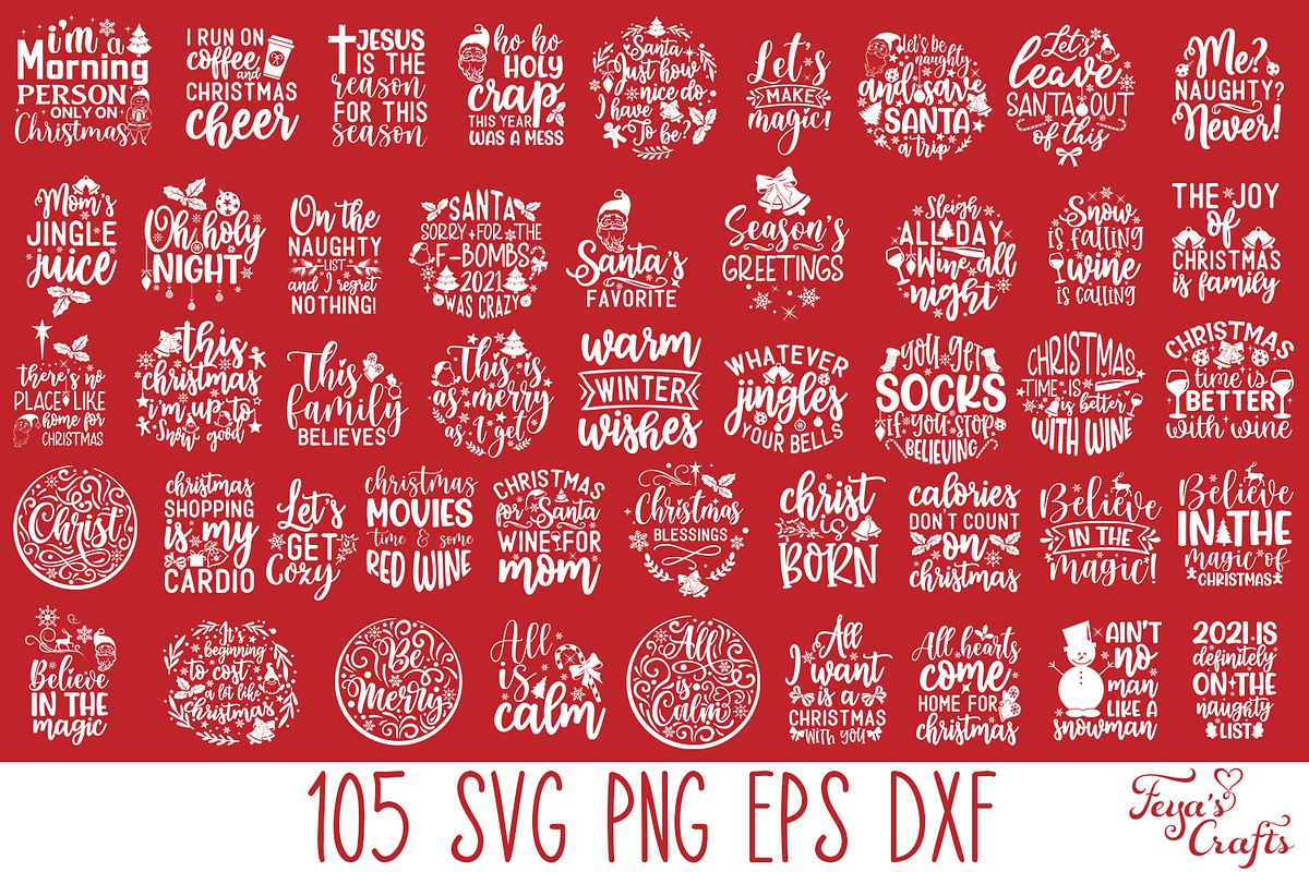 Huge Christmas Quotes Bundle, an Illustration by Anastasia Feya (Photo 1 of 10)