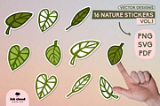 Monstera Nature Sticker Bundle SVG, a Work Illustration by InkCloudDesign (Thumbnail 1 of 5)