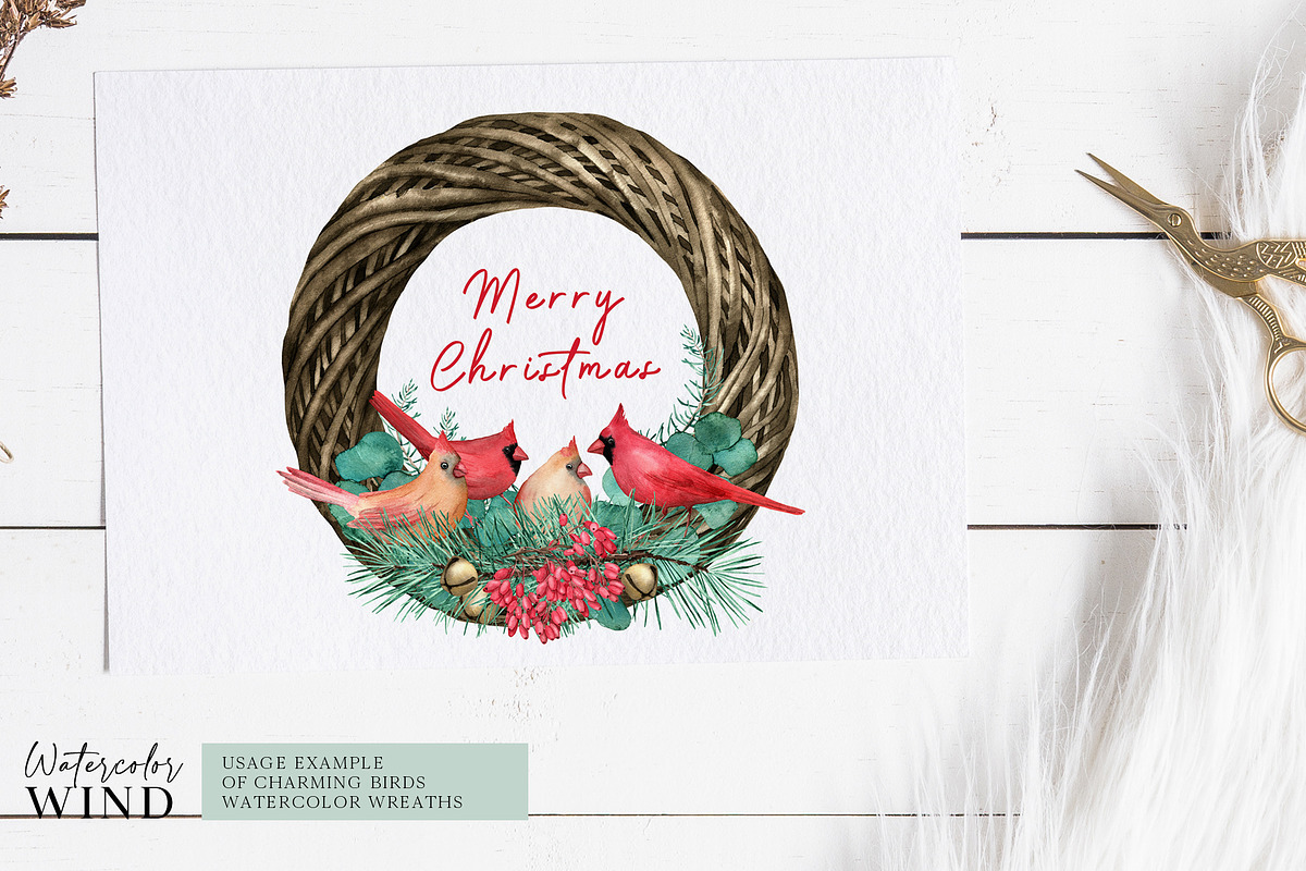 Christmas Teal Clipart Cardinal Bird, an Illustration by Ksenia Shmakova (Photo 4 of 16)
