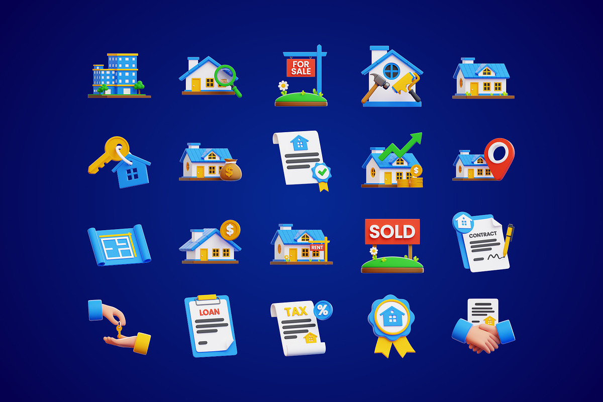 20 Real Estate 3D Icon Set, an Object 3D Model by Bilicube Studio (Photo 5 of 6)