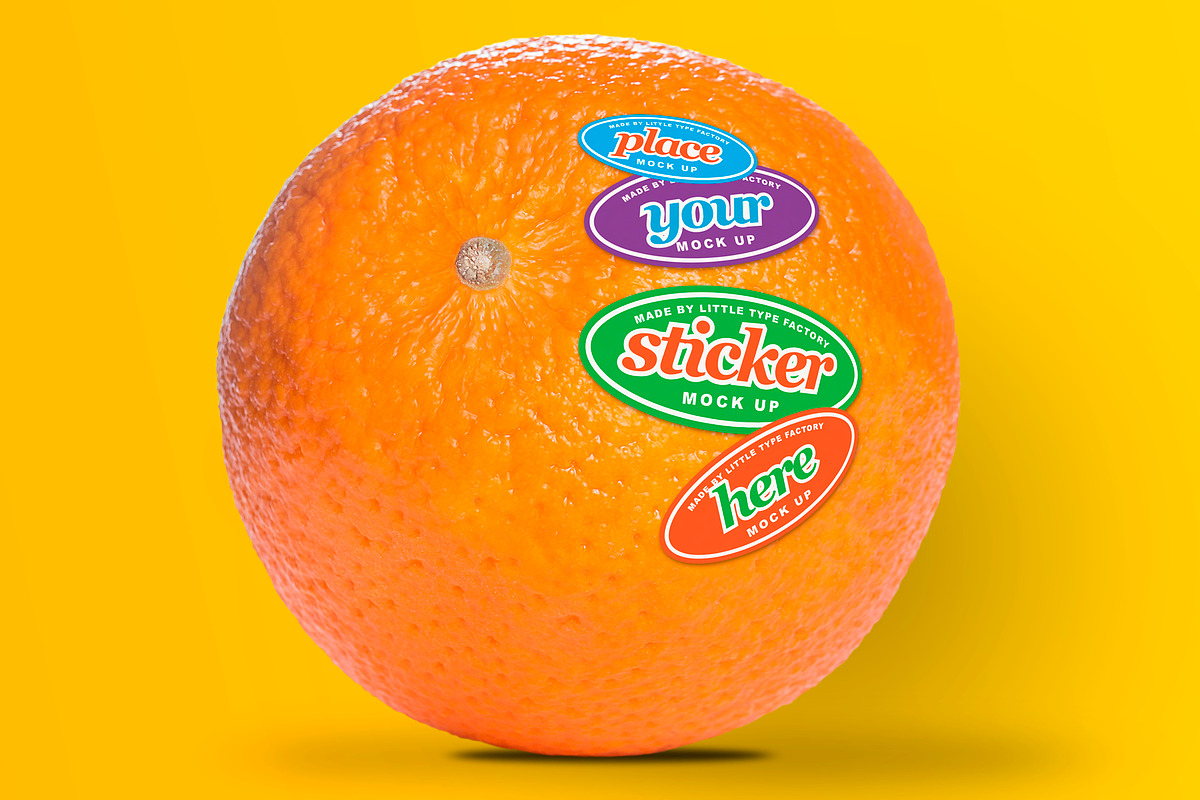Orange Fruit Sticker/Label Mock Up, a Product Mockup by Little Type Factory (Photo 5 of 7)