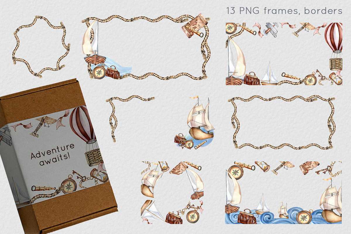 Nautical watercolor clipart, an Illustration by Kate Lanbina (Photo 6 of 12)