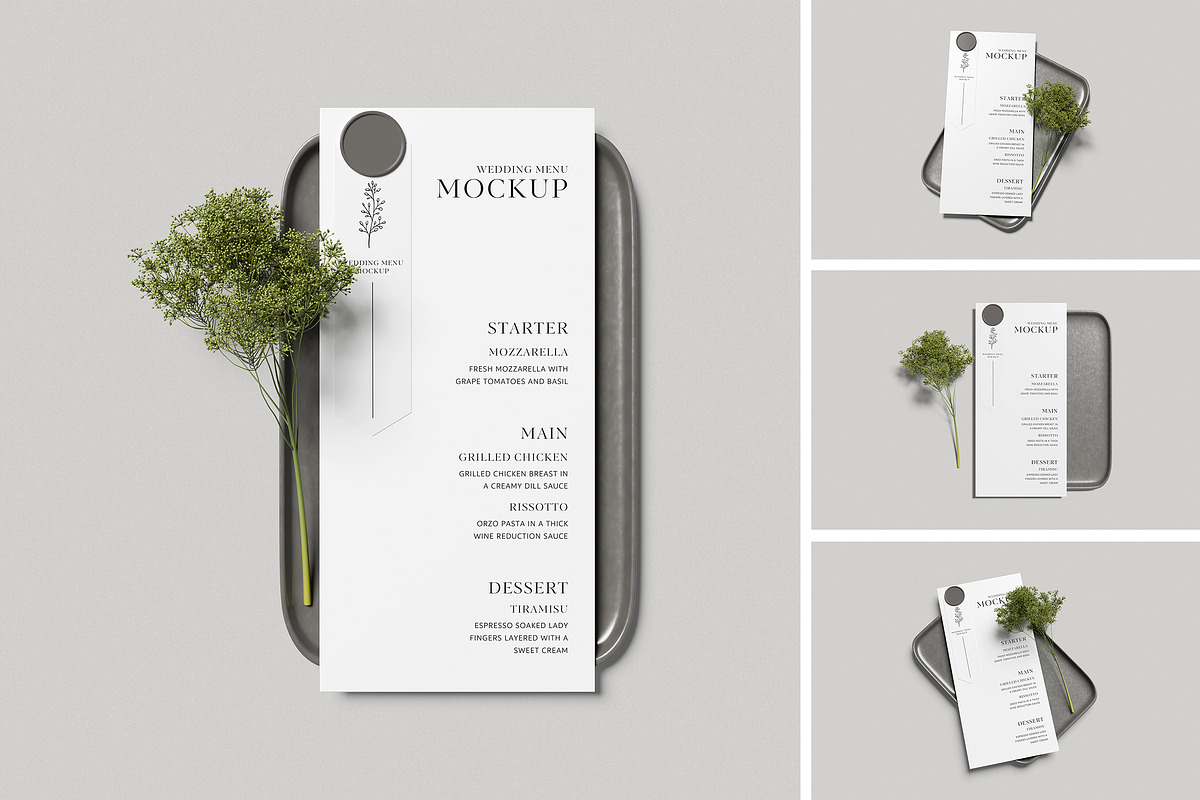 Wedding Menu Mockup, an Advertising Mockup by swsi-studio (Photo 1 of 5)