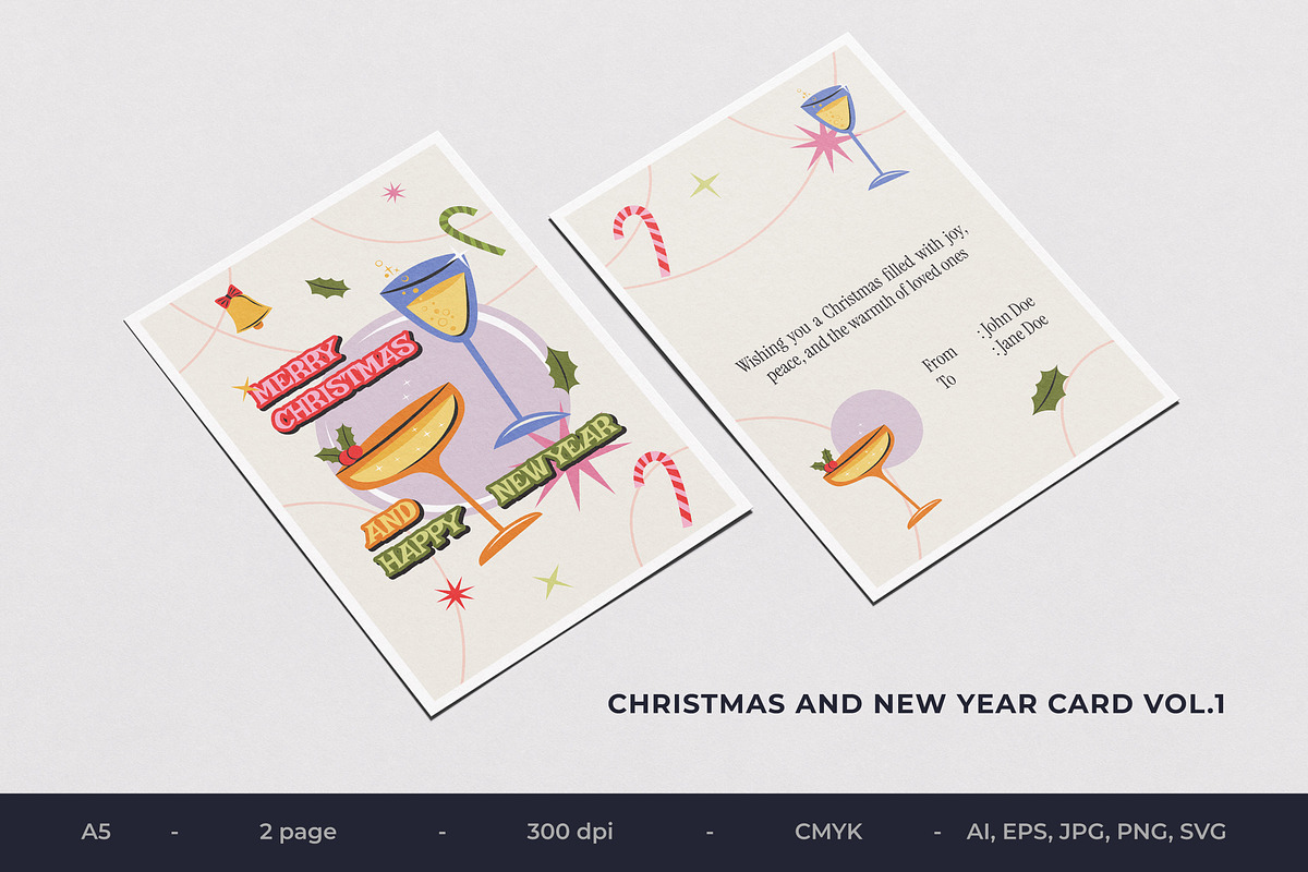 Christmas And New Year Card Vol.1, an Invitation Template by Bewalrus Studio (Photo 1 of 4)