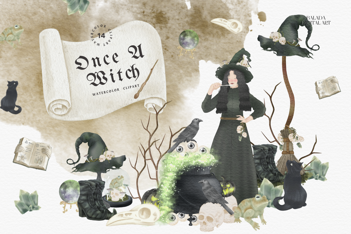 Halloween Witch clipart bundle, an Illustration by Balada Digital Art (Photo 2 of 22)