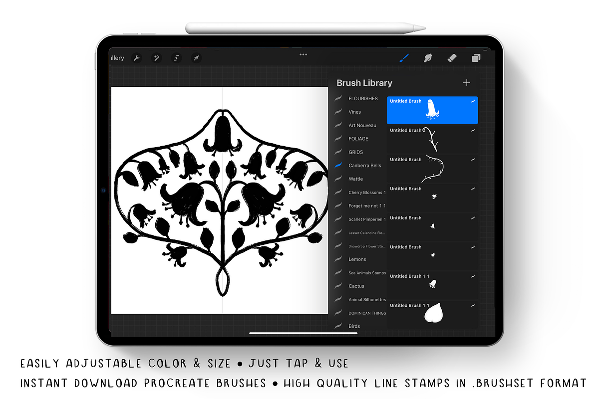 Canberra Flower Procreate Stamps, a Brush Add-On by Gabba Delgado (Photo 2 of 4)
