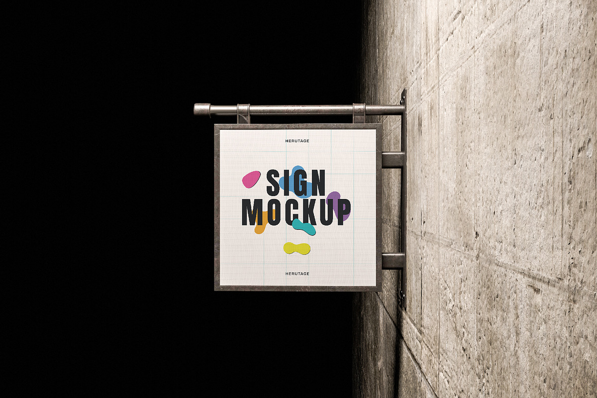 Wall Sign Mockup, an Advertising Mockup by herutage