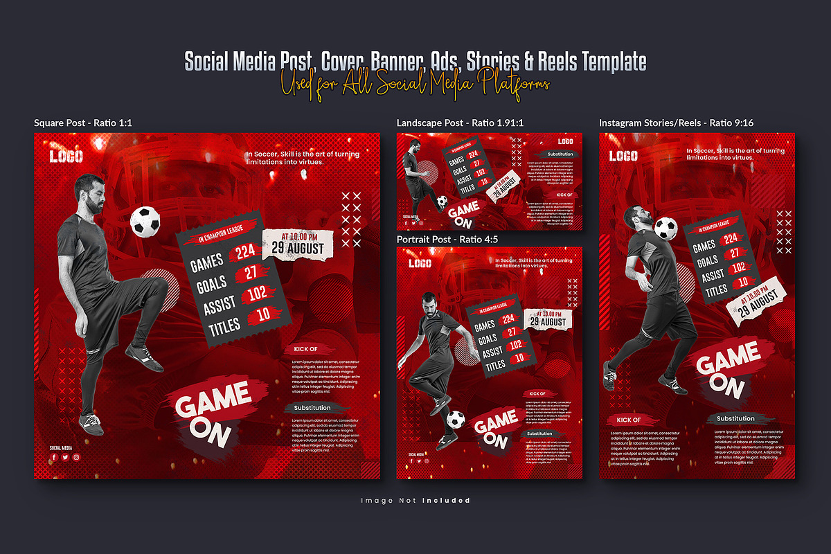 American Football Social Media Post, a Social Media Template by Creative_View (Photo 4 of 8)