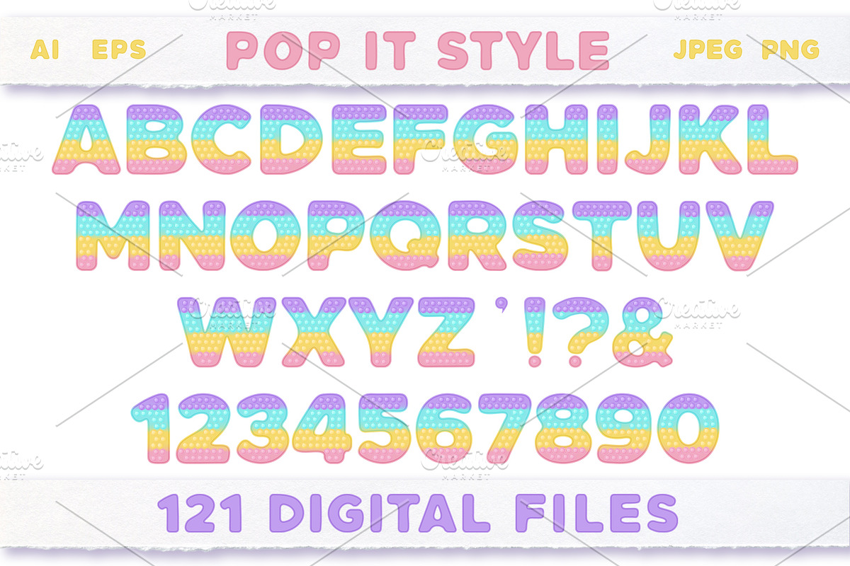Pop it pastel alphabet & numbers, an Education Illustration by VectoriyA (Photo 2 of 6)