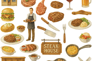 Steak House Food Illustration, an Object Graphic by RT Studio (Thumbnail 3 of 4)