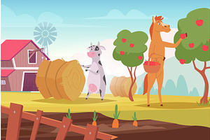 Animal gardening. animal harvesting, an Animal Illustration by Onyx