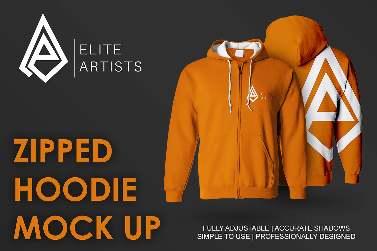 Zipped Hoodie Mock Up, a Hoody Mockup by ELITE ARTISTS (Photo 1 of 3)