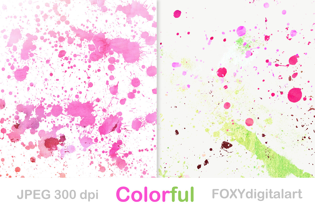 Watercolor paint splatter background, a Texture Graphic by FOXYdigitalart (Photo 2 of 5)
