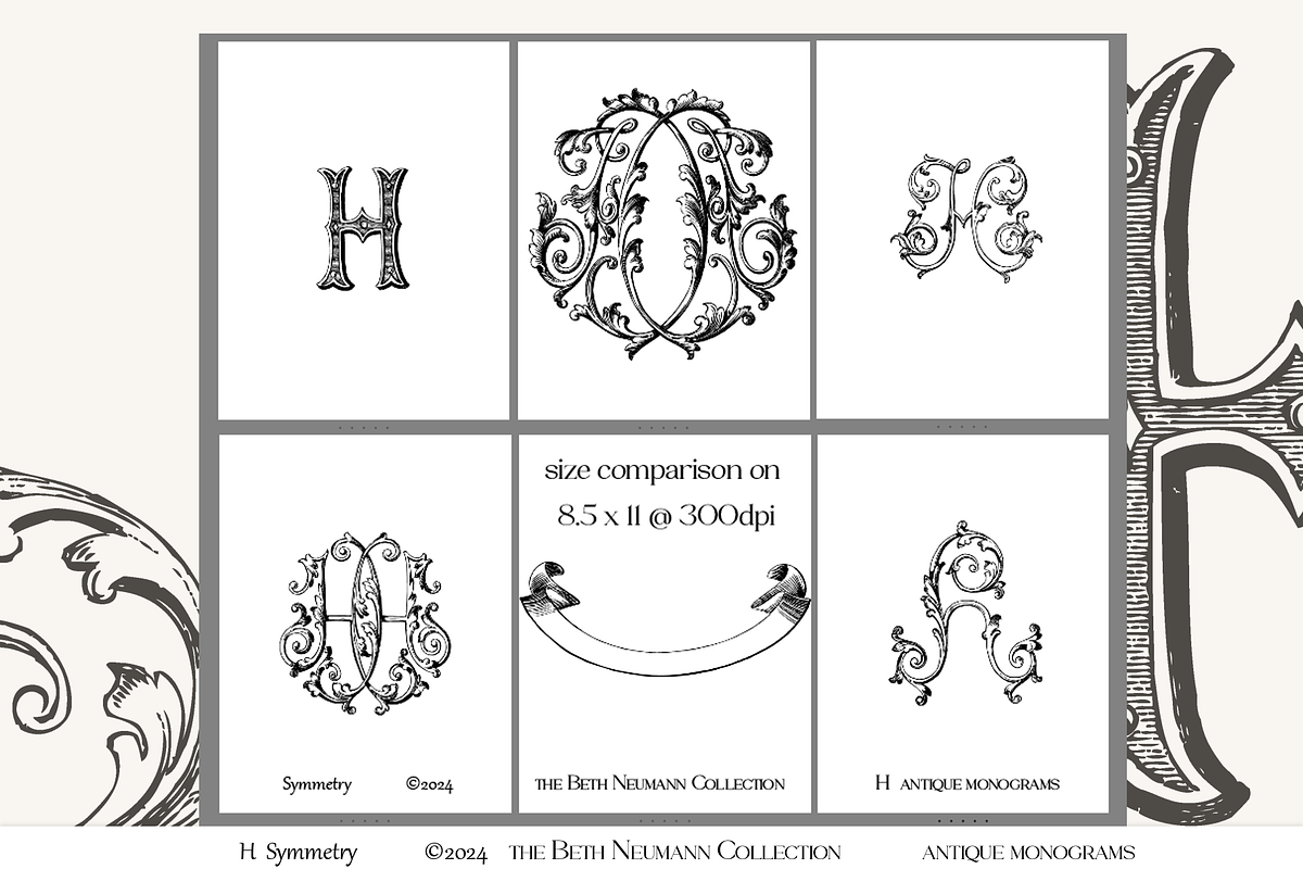 Antique Vintage Monogram Initial H, an Object Graphic by Antique Monograms (Photo 3 of 4)