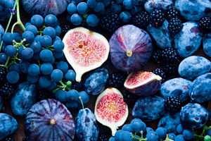 Fresh figs grapes prunes containing agriculture, autumn, and berry fruit