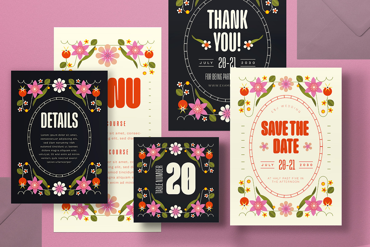 Beige Floral Wedding invitation Set, an Invitation Template by graphicook (Photo 3 of 3)