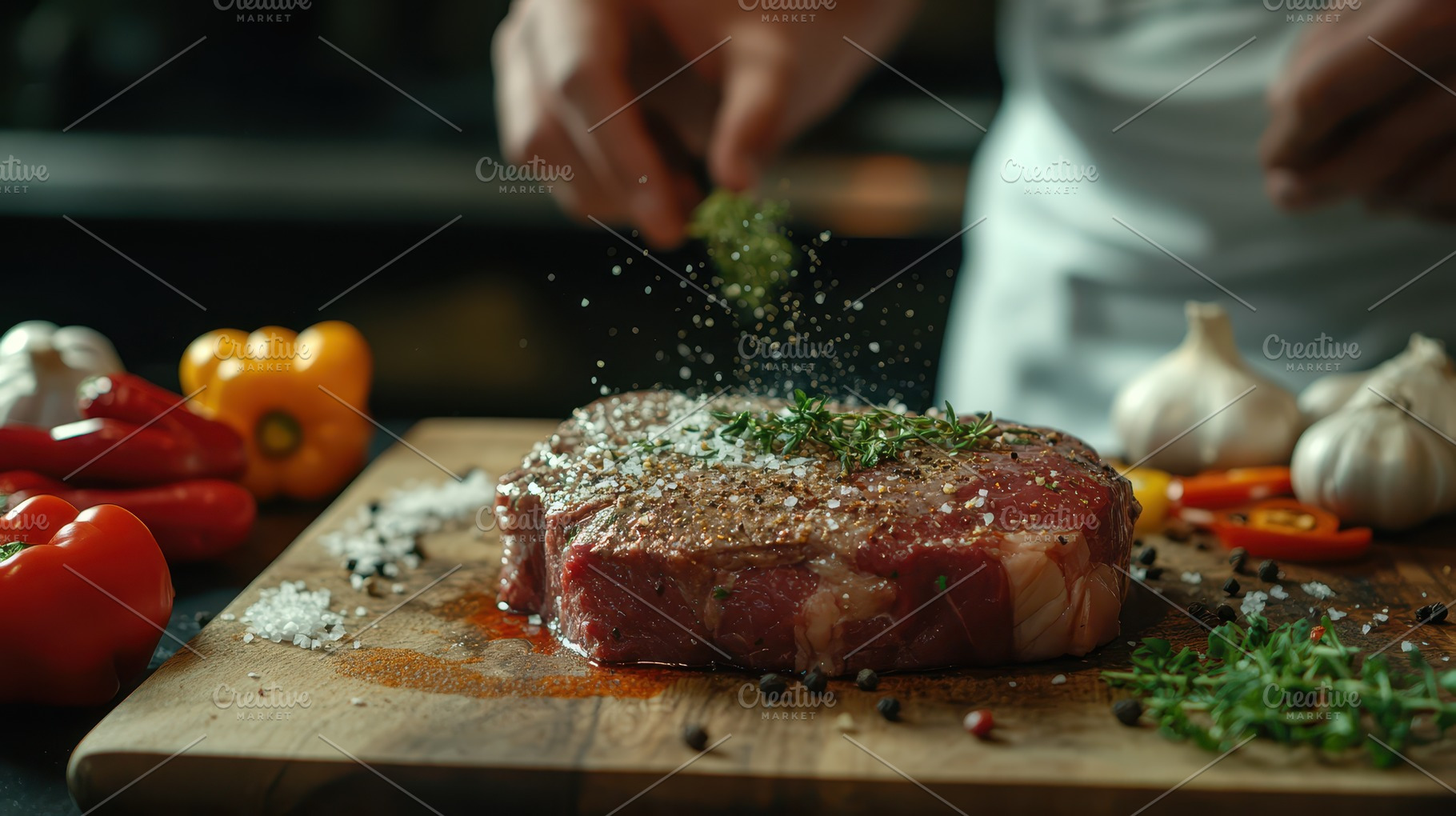 Delicious seasoned ribeye steak cook, a Food & Drink Photo by Pixeness Studio