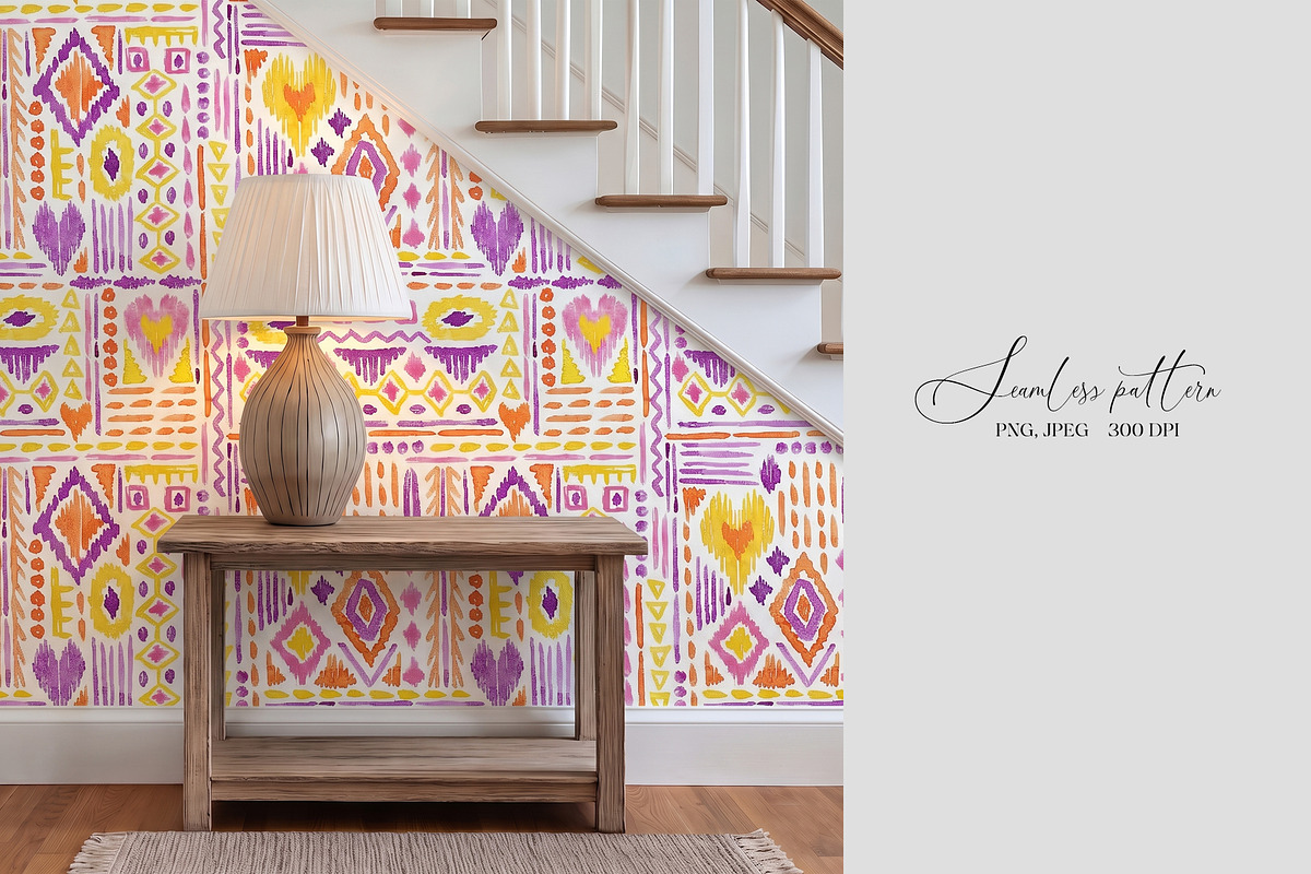 Watercolor Tribal Geometric Pattern, a Pattern Graphic by SirenaArt (Photo 13 of 14)