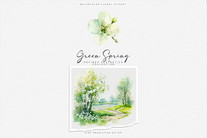 Watercolor Spring Foliage Clipart