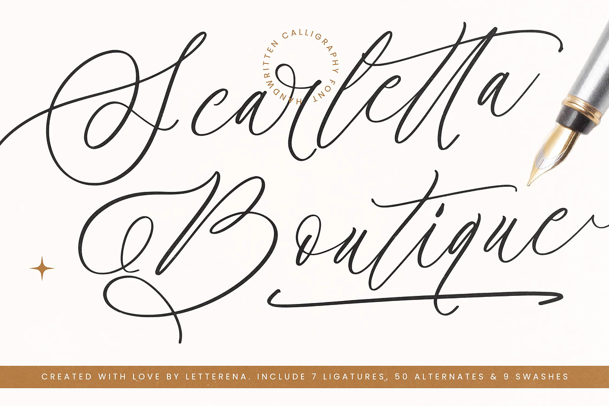 Scarletta Boutique Handwritten Font, a Script Font by Letterena Studios Script (Photo 1 of 15)