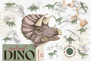 Hand drawn dinosaurs set, an Animal Illustration by handsketched (Thumbnail 1 of 9)