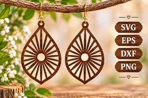 Geometric Sunburst Earring SVG File, an Object Graphic by Libby Wishes