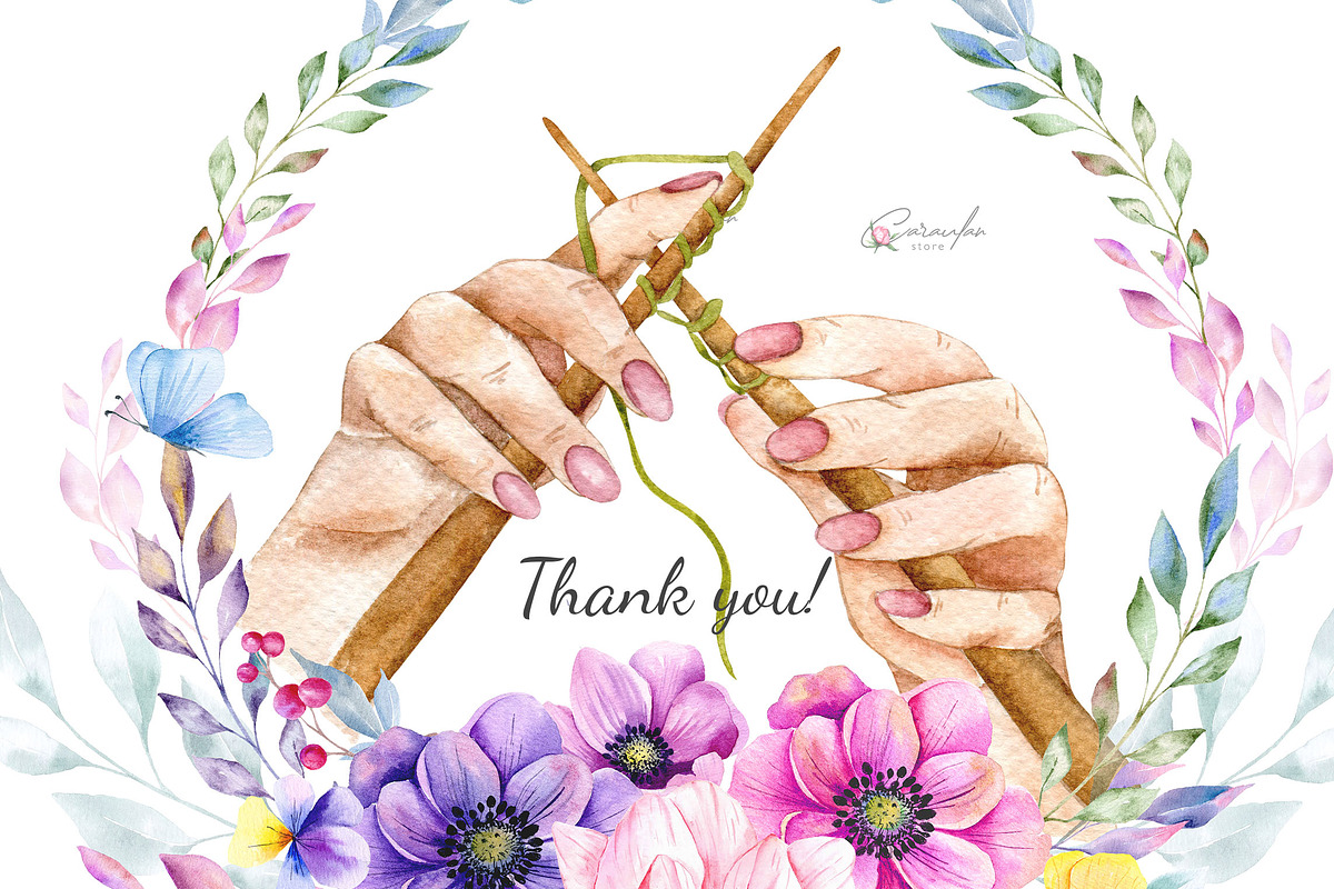 Knitting & Crochet Watercolor, an Object Illustration by CaraulanStore (Photo 5 of 7)