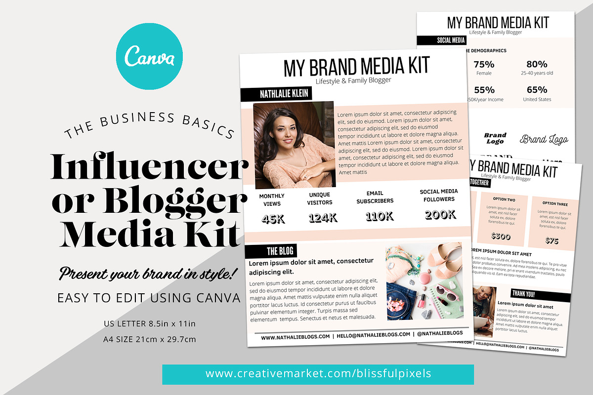 Media Kit Template for Canva, a Marketing Template by Blissful Pixels (Photo 1 of 2)