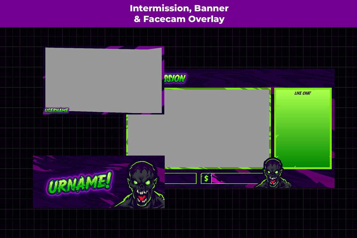 Scary Zombie Twitch Overlay Stream, a Design Template by Mhagi27
