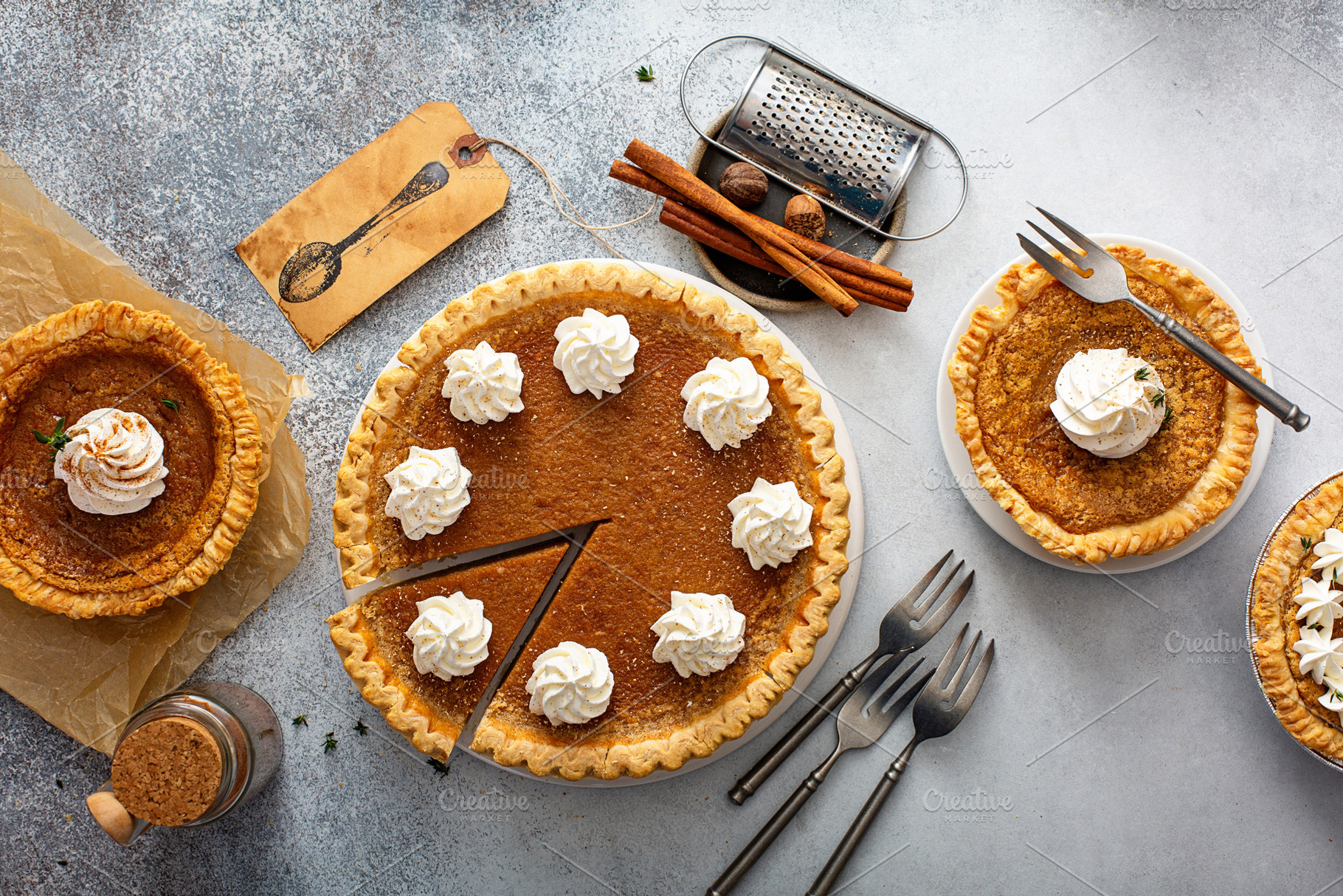 Pumpkin or sweet potato pies for Thanksgiving, a Food & Drink Photo by farwasser