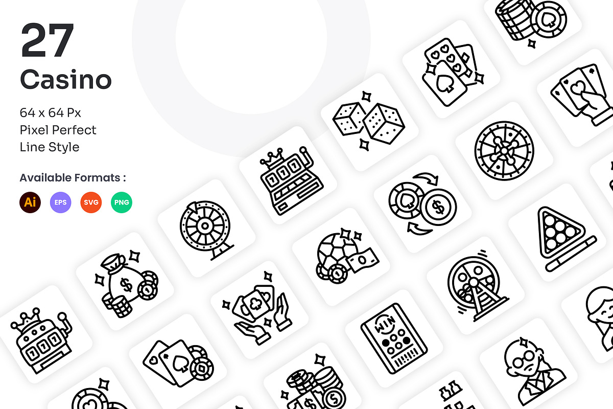 Casino Icons Set - Line, an Outline Icon by Kmg Design (Photo 1 of 2)