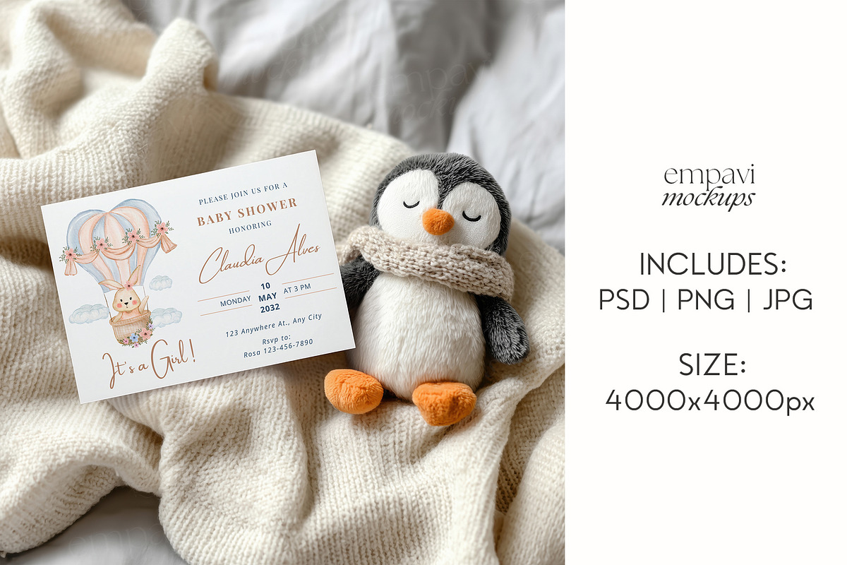 7x5 Landscape Invitation Card Mockup, a Mockup by EmpaviMockups (Photo 6 of 7)